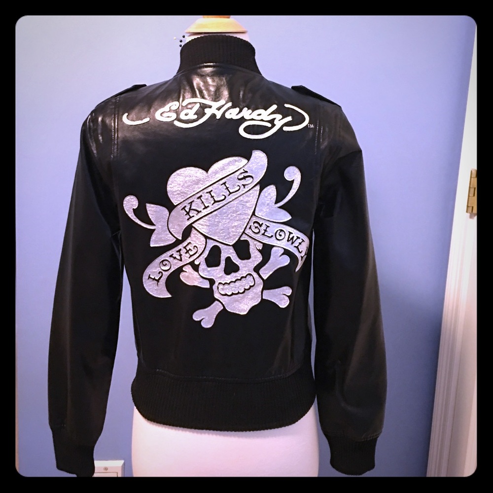 Ed Hardy faux leather jacket